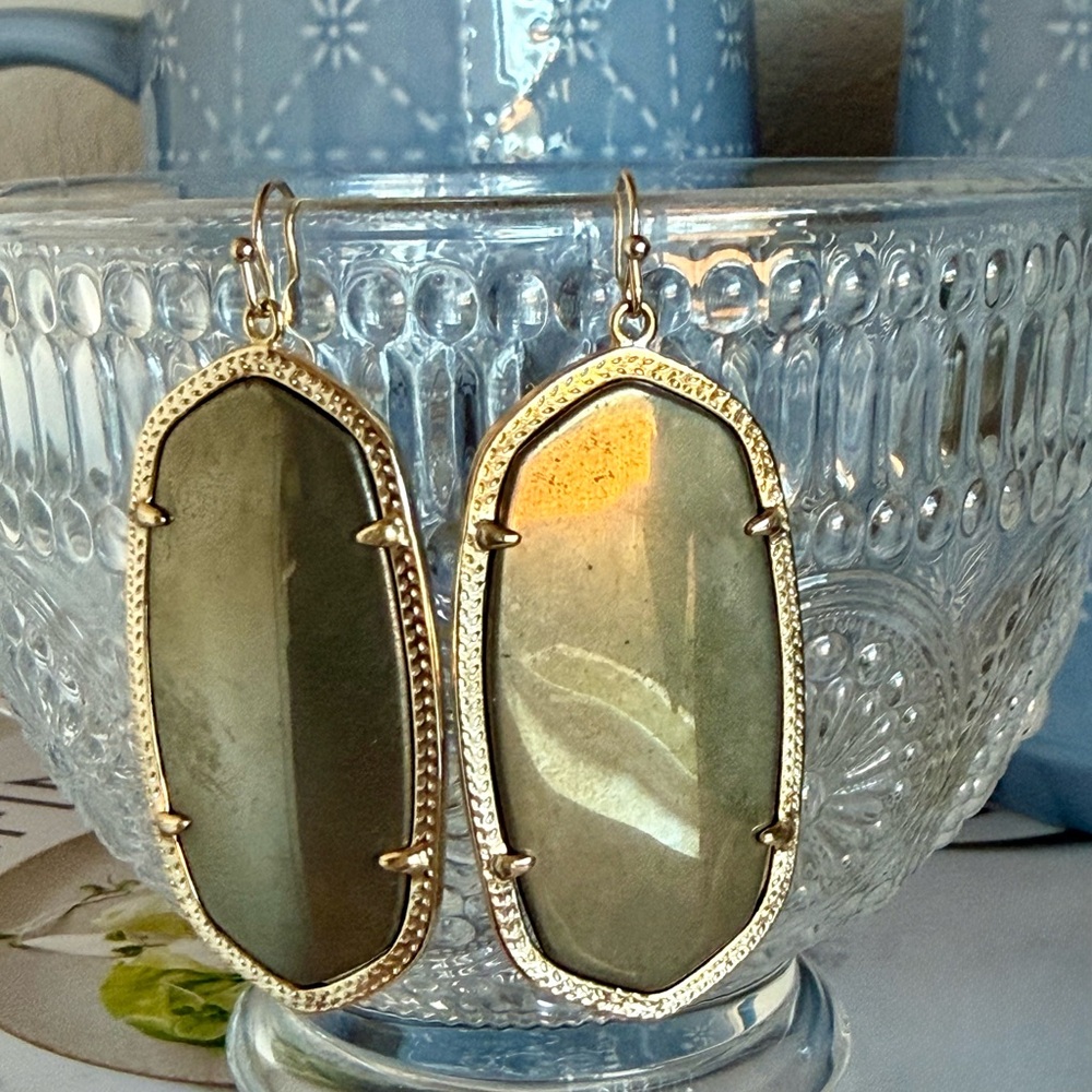Kendra Scott Gold and Olive Earrings